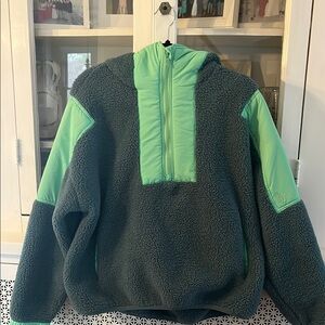 Green and Gray Fleece Pullover Free People Movement size Small